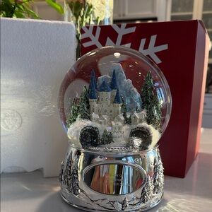 NWT Things Remembered engraved winter castle with train large snow globe